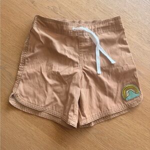 Boys Seaesta Surf Tan Drawstring Shorts with Wave Patch